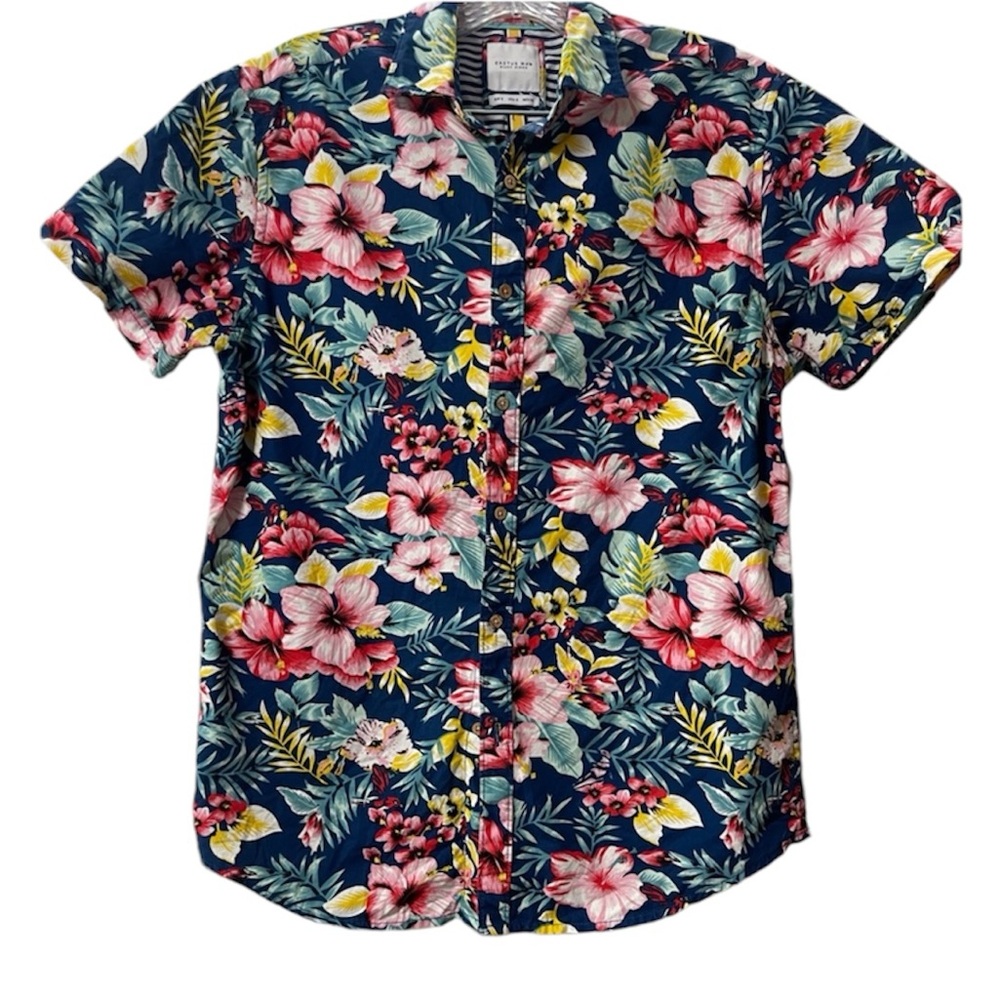 CACTUS MAN Ricky Singh Tropical Floral Button Up Shirt Size Small